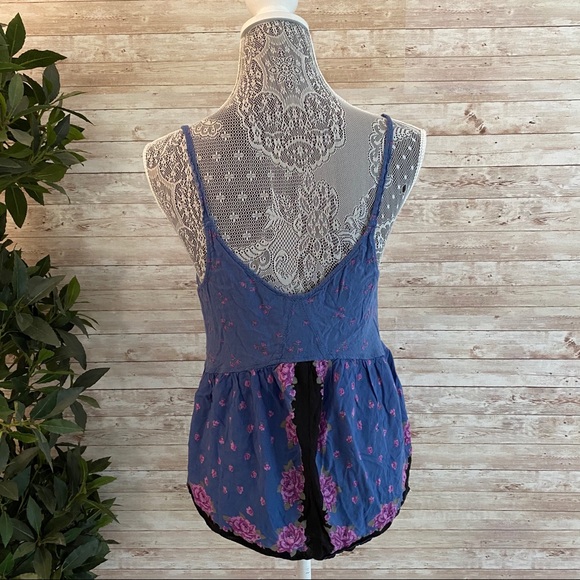 Free People Blue Black Floral Tank Small - Picture 7 of 10